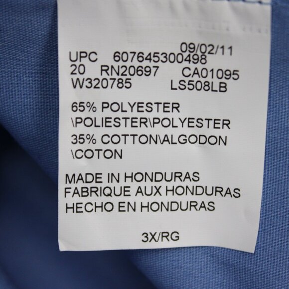 Dickies 2-Pocket Work Shirt NWT Men 3XL XXXL Blue Polyester/Cotton S/S Button Up - Picture 10 of 14